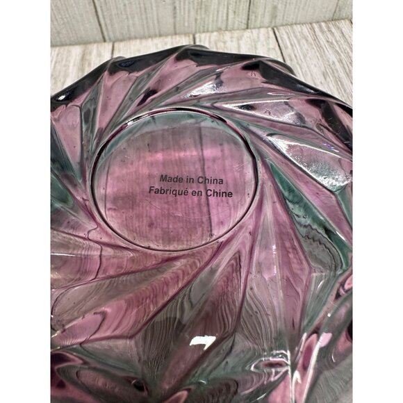 Vtg Anthropologie Glass Salad Fruit Bowl Purple Green Ribbed Set of 2 5.5" DIA - Picture 5 of 9